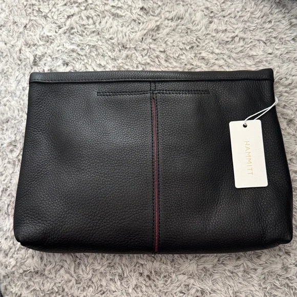 Hammitt VIP LRG Black Crossbody Bag Gunmetal grommets with Red Zipper. NWT - Picture 2 of 7